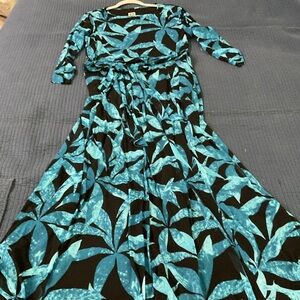 Ann Klien Teal and Black Midi Dress